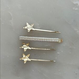 Gold and Pearl Star Hair Clip Set